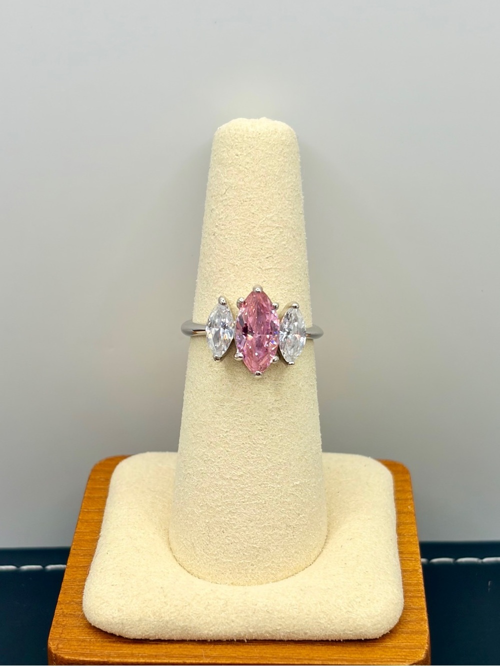 Sparkling Pink Marquise Trio Ring